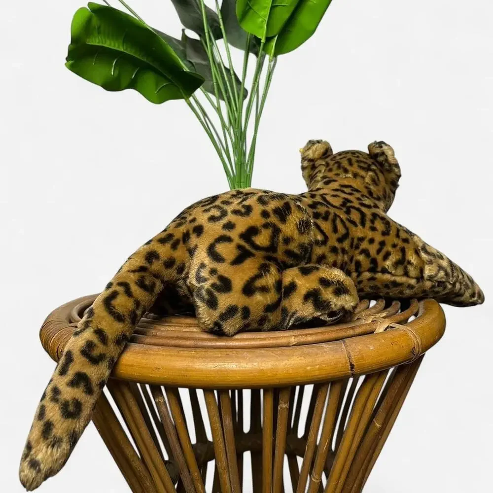 Steiff leopard plush lying big cat button in ear realistic jungle decor